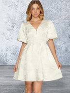 She + Sky Crinkle Woven V-Neck Mini Dress