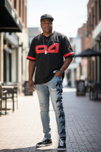 Men ripped skinny palm tree Jeans