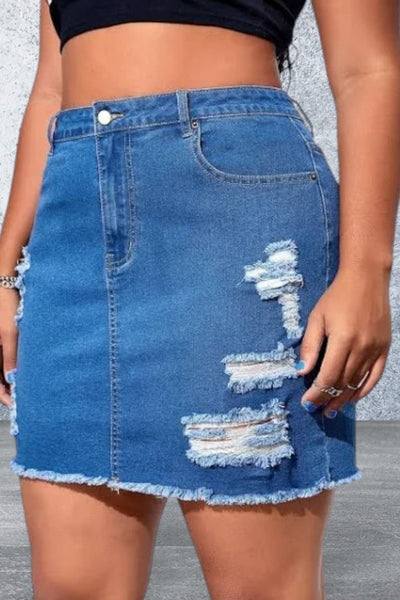 Plus Size Mini Denim Skirt