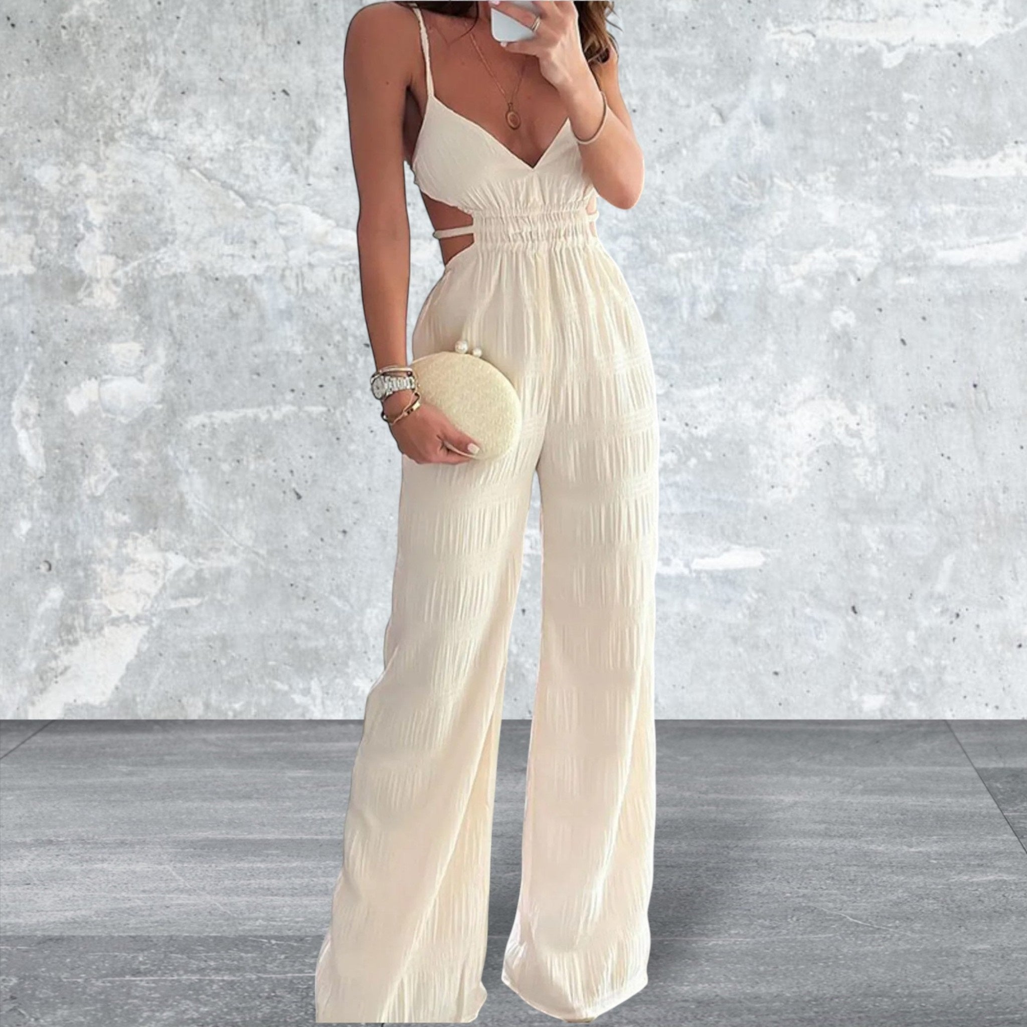 Sleeveless Cut-Out Wide Leg Jumpsuit