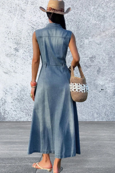 Women's Sleeveless Button Front Denim Dress
