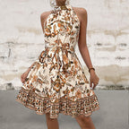 Floral Halter Neck Summer Mini Dress