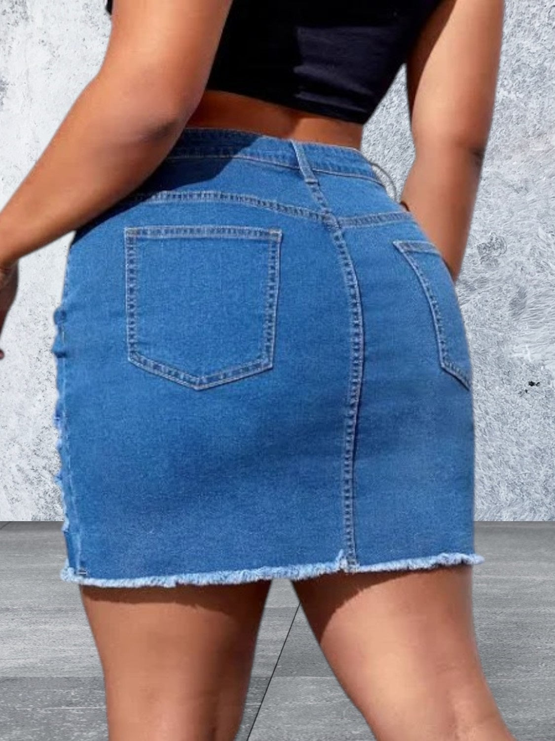 Plus Size Mini Denim Skirt