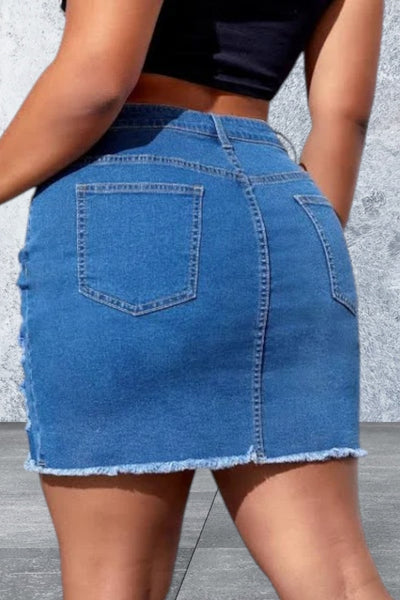 Plus Size Mini Denim Skirt