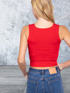 Sleeveless V-neck Twist Knot Knit Top