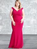 Plus Size V-Wire Neck Off The Shoulder Long Dress