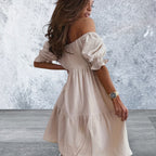 Ruffled Off-Shoulder Short Sleeve Dress