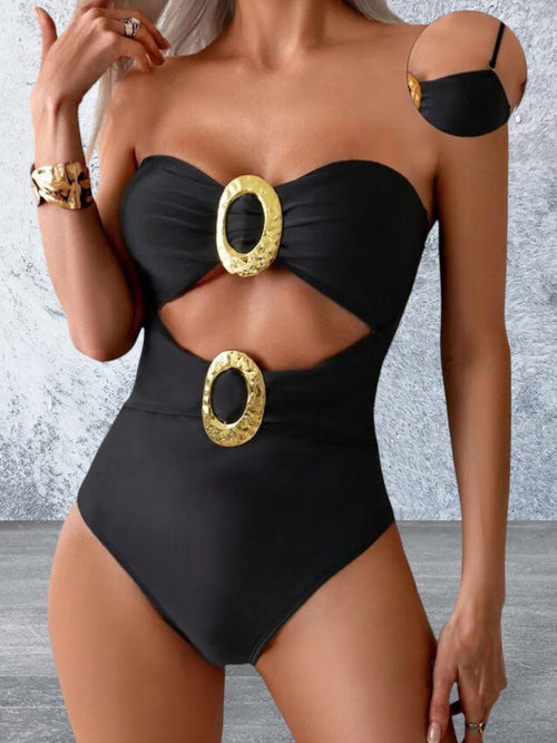 Black Cutout One-Piece Swimwear