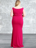 Plus Size V-Wire Neck Off The Shoulder Long Dress
