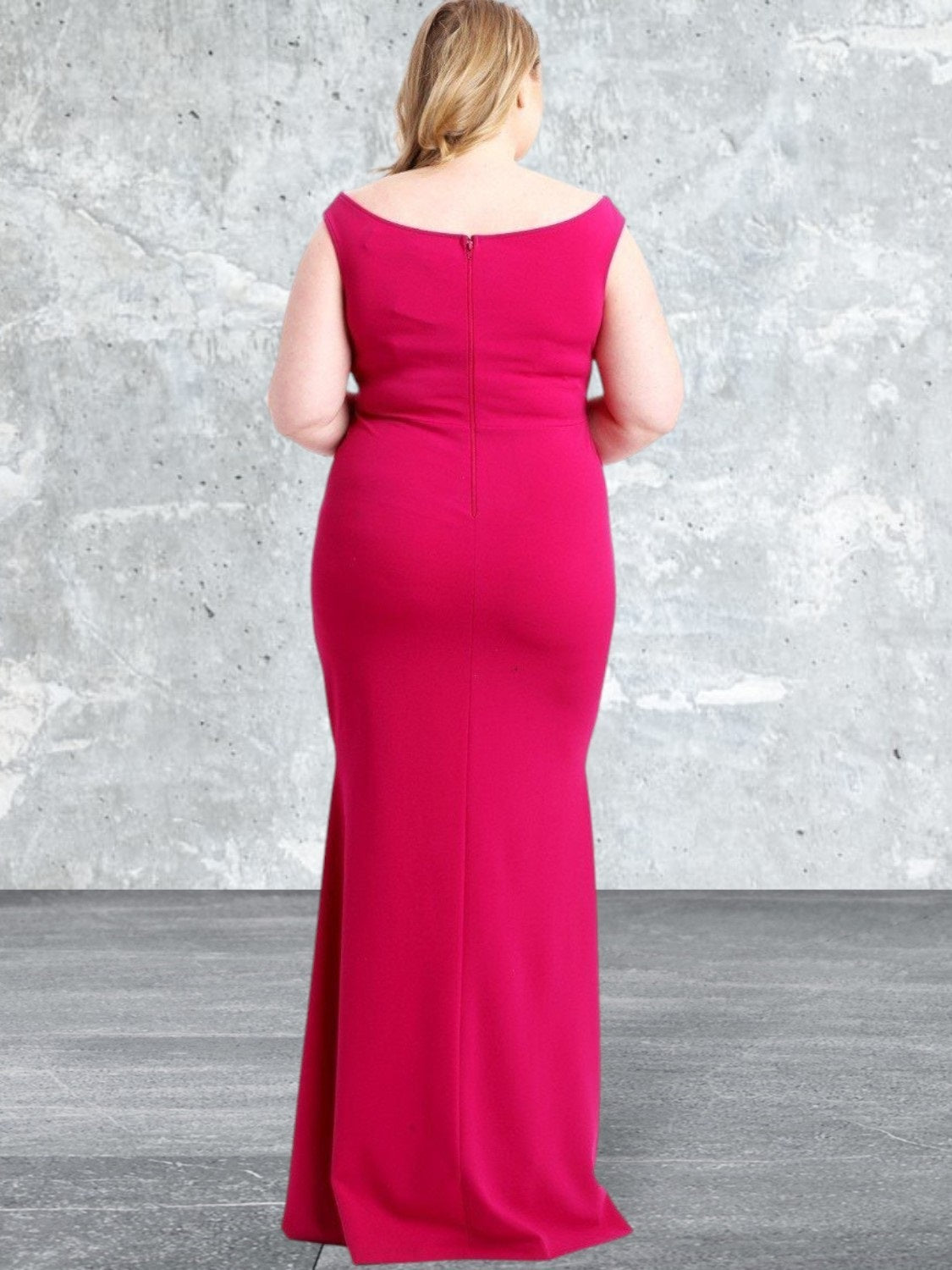 Plus Size V-Wire Neck Off The Shoulder Long Dress