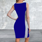 Sleeveless V-Neck Color block Bodycon Dress