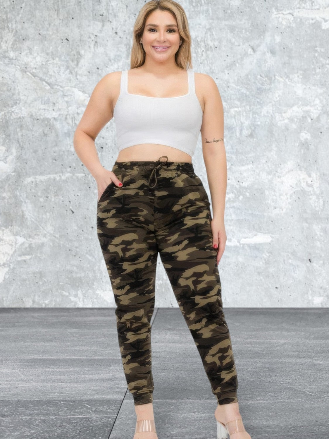 Plus Size Camo Print Joggers