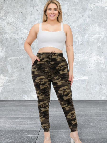 Plus Size Camo Print Joggers