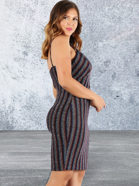 Plus Size Sleeveless Striped Short Dress