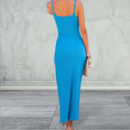 Sleeveless Ribbed Tank Midi Dress with Side Slit