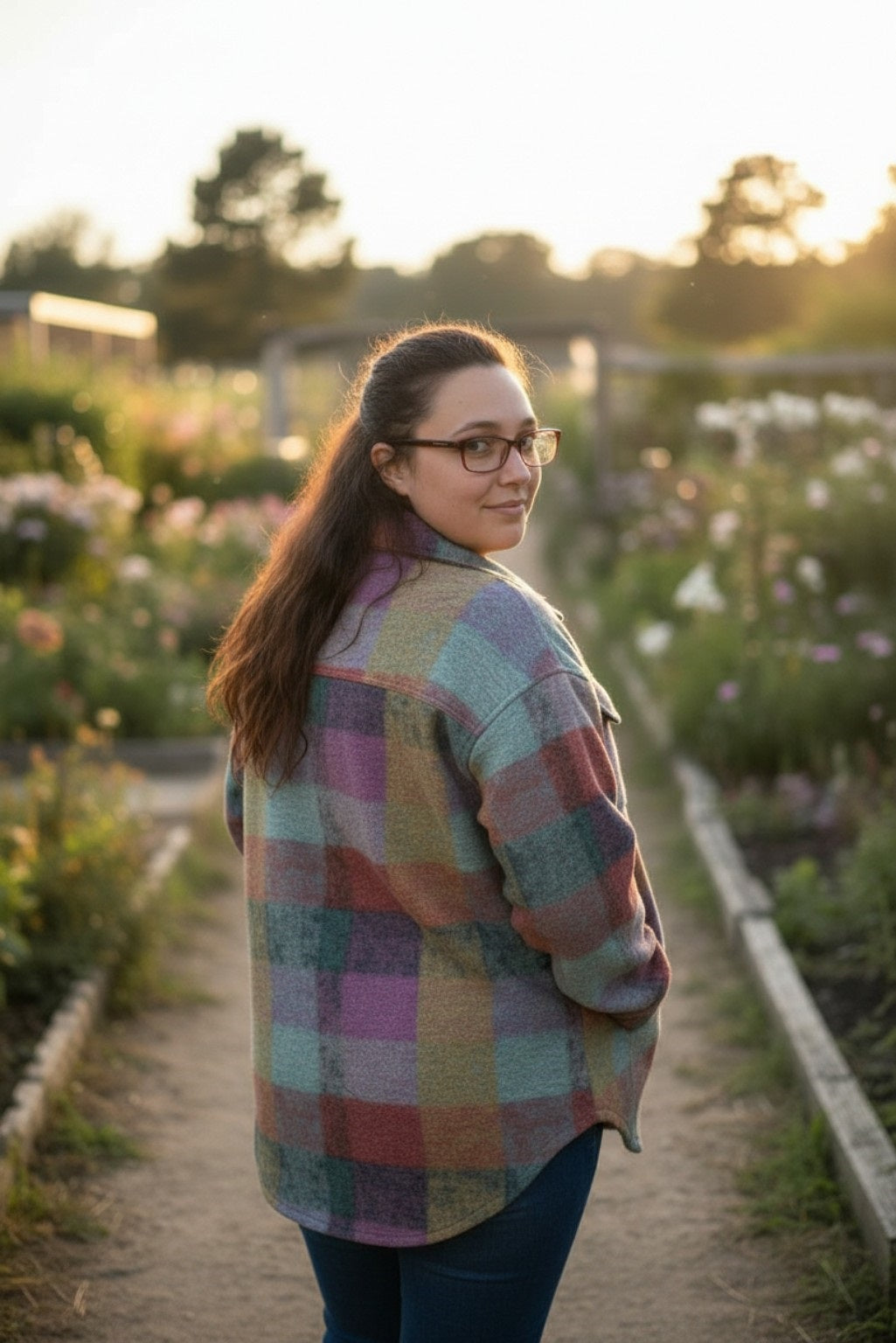 Multicolor Brushed Plaid Pocketed Oversize Shacket