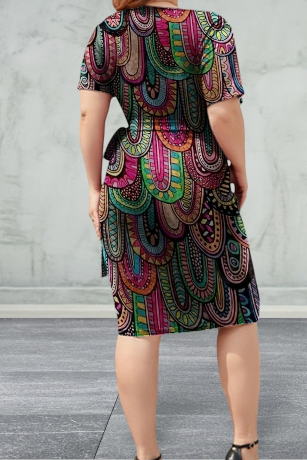 Short Sleeve Surplice  Dress