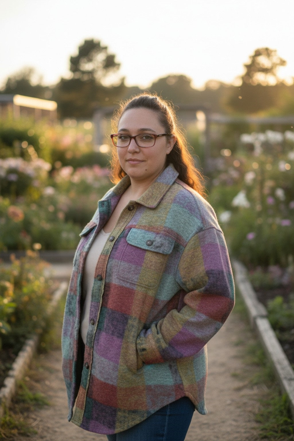 Multicolor Brushed Plaid Pocketed Oversize Shacket