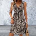 Sleeveless Leopard V-Neck Mini Dress