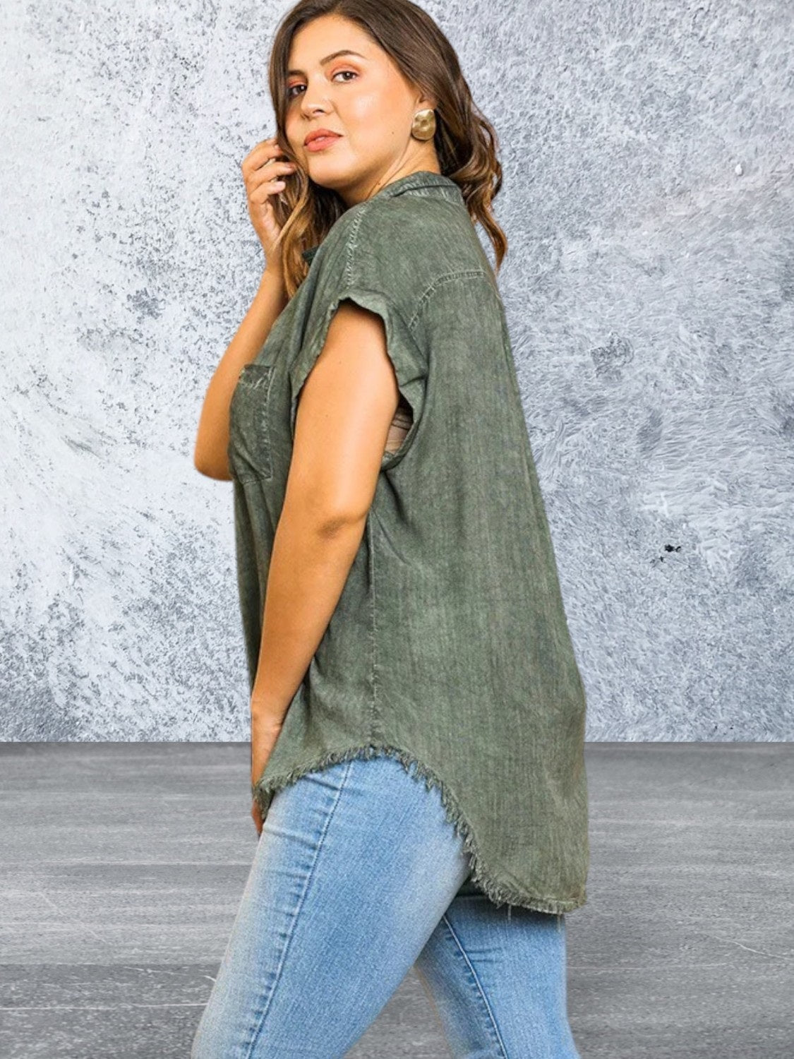 Short Sleeve Button Up Lightweight Top