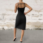 Sleeveless Leopard Print Cutout Knee Length Dress