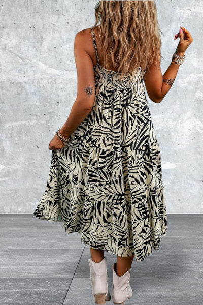 Women's V Neck Spaghetti Straps Tiered Dress