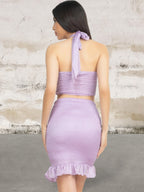 Halter Neck Sleeveless Crop Top Skirt Set