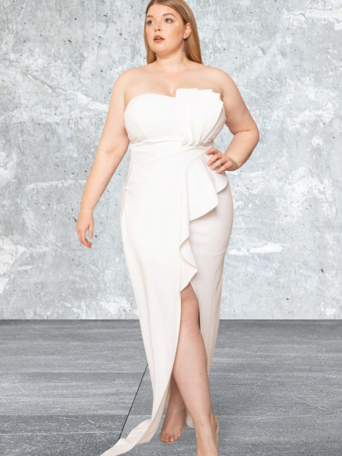 Plus Size Pleated Detail Tube Top Dress
