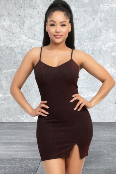 Sleeveless bodycon slit Mini dress