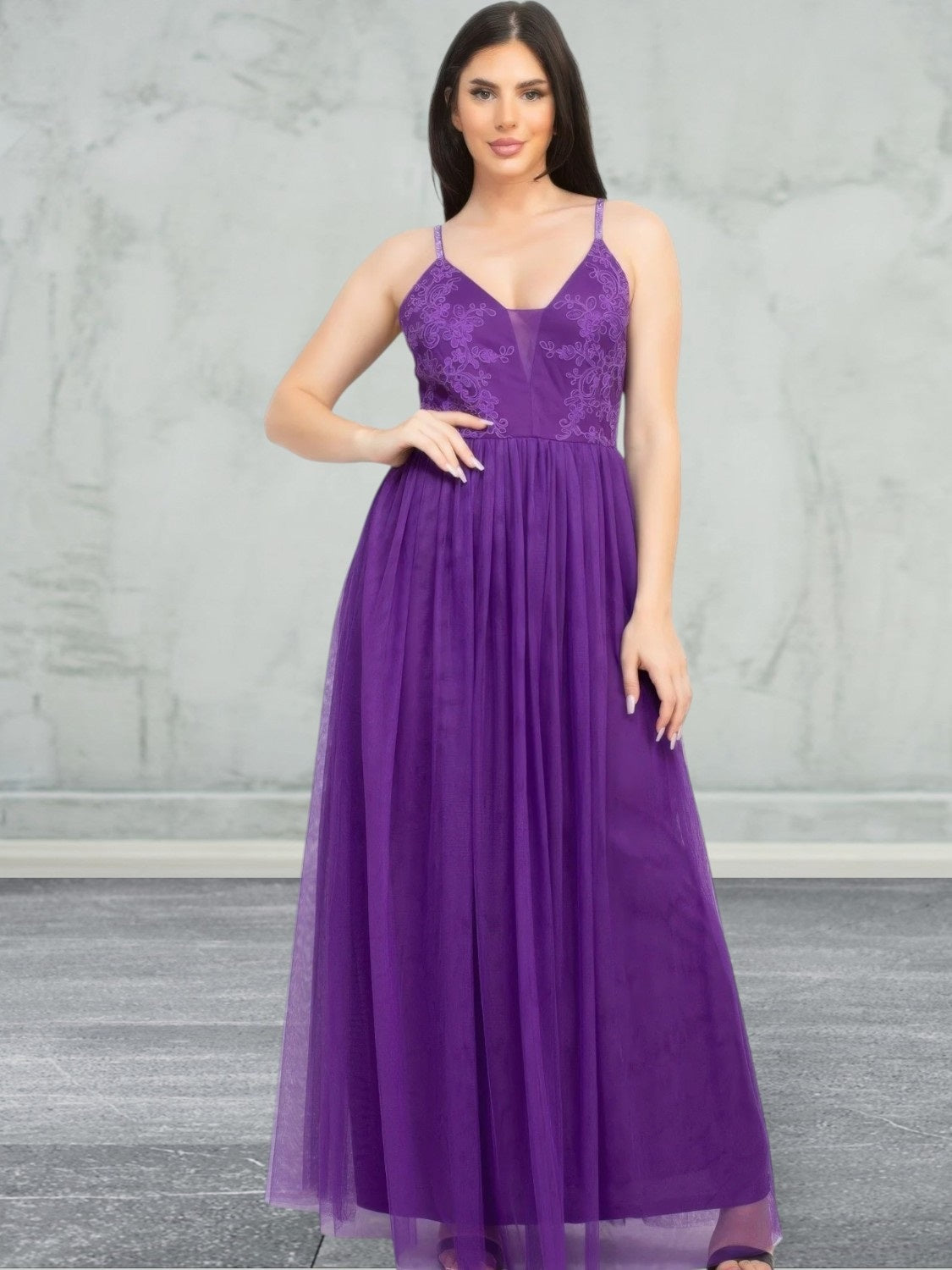 Sleeveless Tulle Maxi Dress