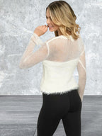 Long sleeve round neck fishnet knit top