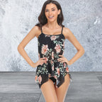 Sleeveless Strappy Floral Print Split Swimsuit Set
