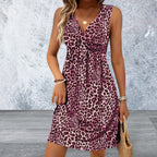 Sleeveless Leopard V-Neck Mini Dress