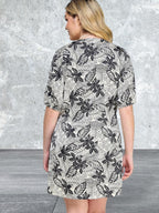 Plus Size Botanical Print Front Tie Dress