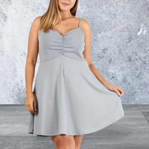 Plus Size Solid Print Sleeveless Dress