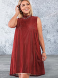 Plus Size Rust Sleeveless Short Dress
