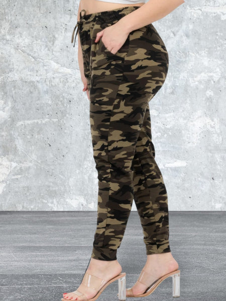 Plus Size Camo Print Joggers