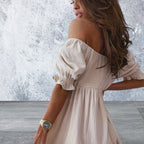 Ruffled Off-Shoulder Short Sleeve Dress
