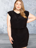 Plus Size Sleeveless Black Mini Dress