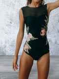 Cutout Printed Sleeveless One-Piece Swimwear