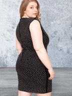 Plus Size Translucent Rhinestone Mini Dress