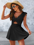Cutout V-Neck Cap Sleeve One-Piece Swimwear