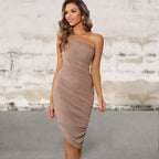 Ruched One-Shoulder Dress