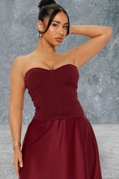 Strapless Satin Maxi Evening Dress