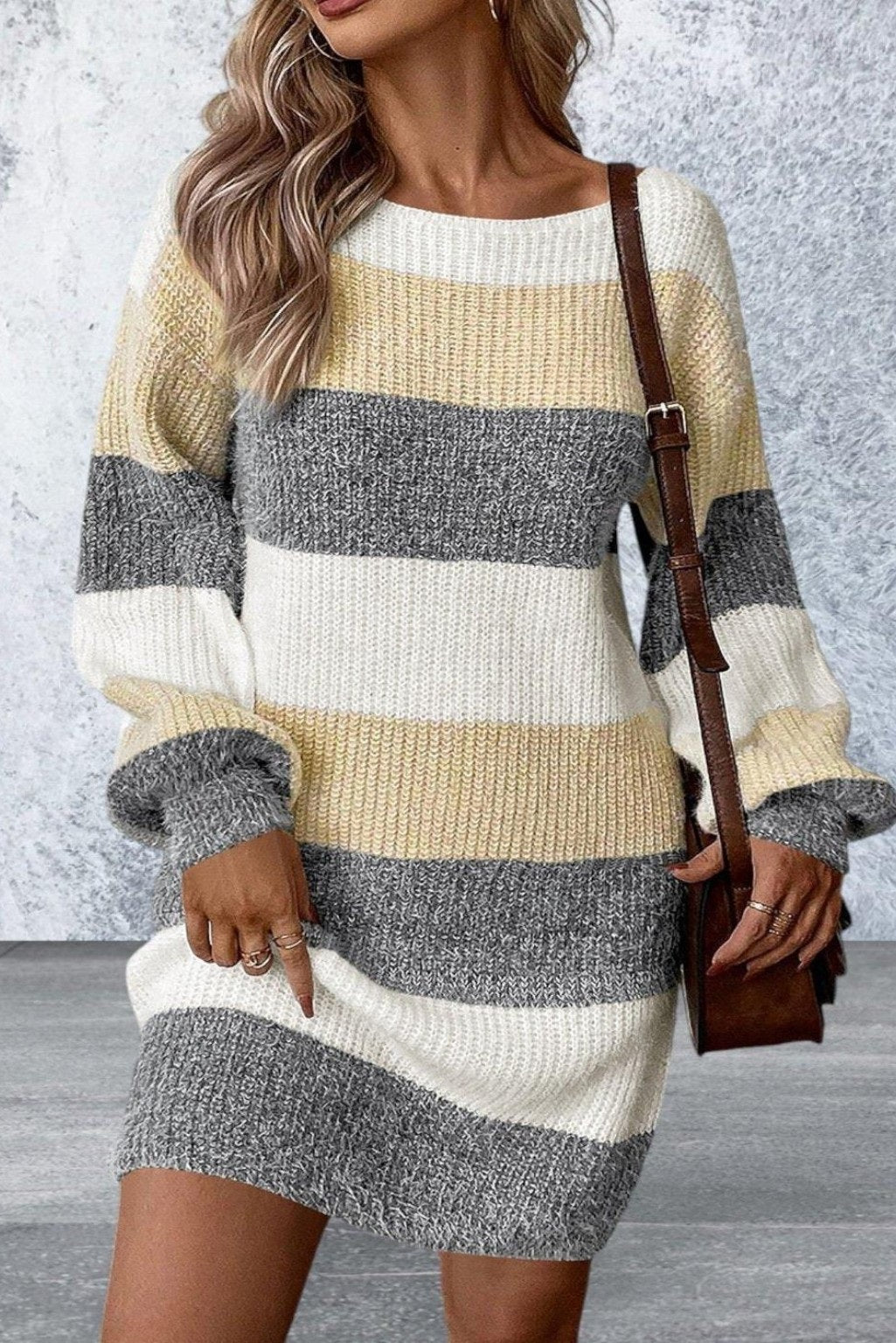 Long Sleeve Drop Shoulder Sweater Dress