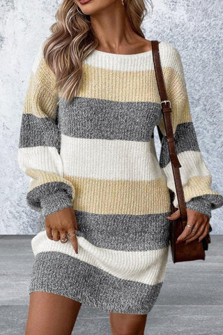 Long Sleeve Drop Shoulder Sweater Dress