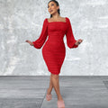 Long Sleeve Ruched Bodycon Dress