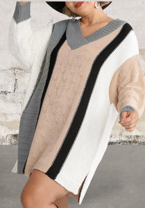 Plus Size Color Block Sweater Dress