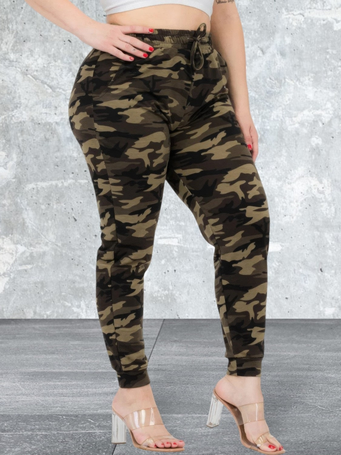Plus Size Camo Print Joggers