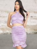 Halter Neck Sleeveless Crop Top Skirt Set